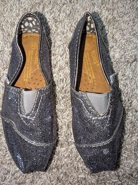 Toms Kids Sparkly Gray Slip-On Shoes